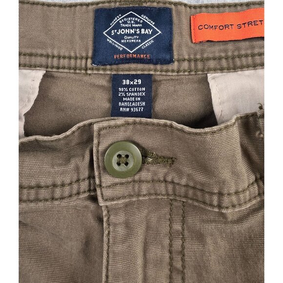 St. John Bay Men's Green Khakis Cargo Pants 38x29 - Picture 2 of 3